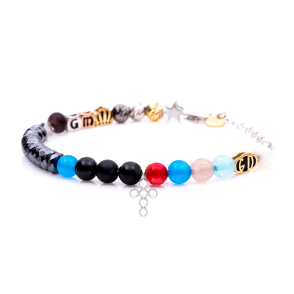 Bracciale Iesus MEDIUM zirconi bianco rosso blu 59 EUR