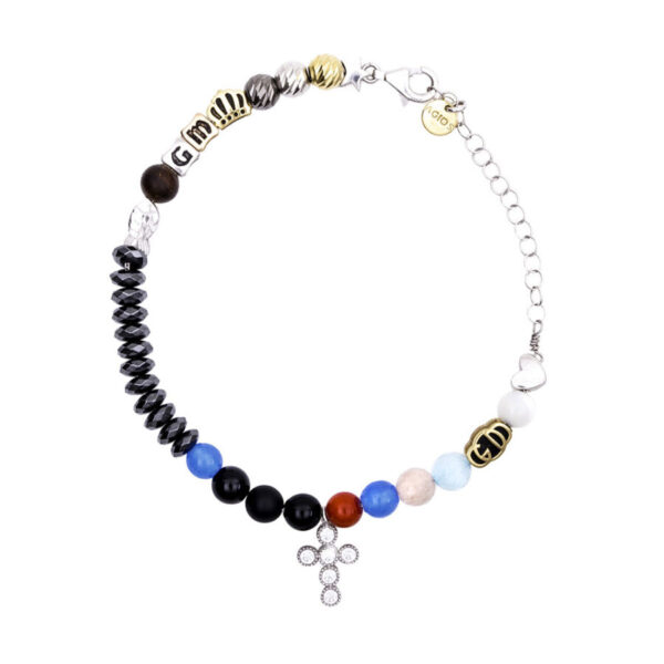 Bracciale Iesus SMALL zirconi bianco rosso blu 46 eur